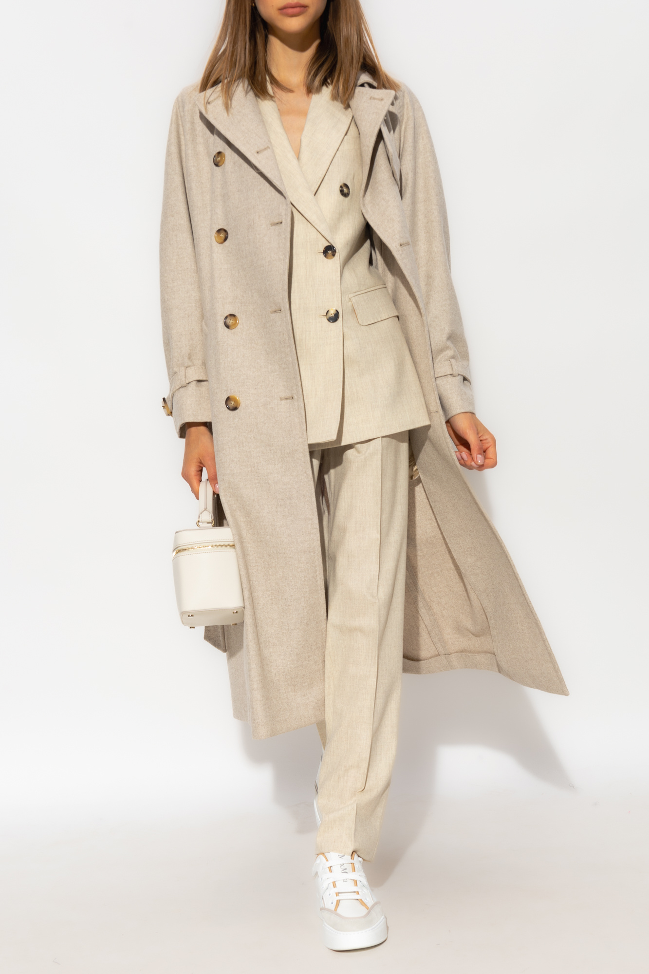 Max mara ruffle detail discount trench coat all rise